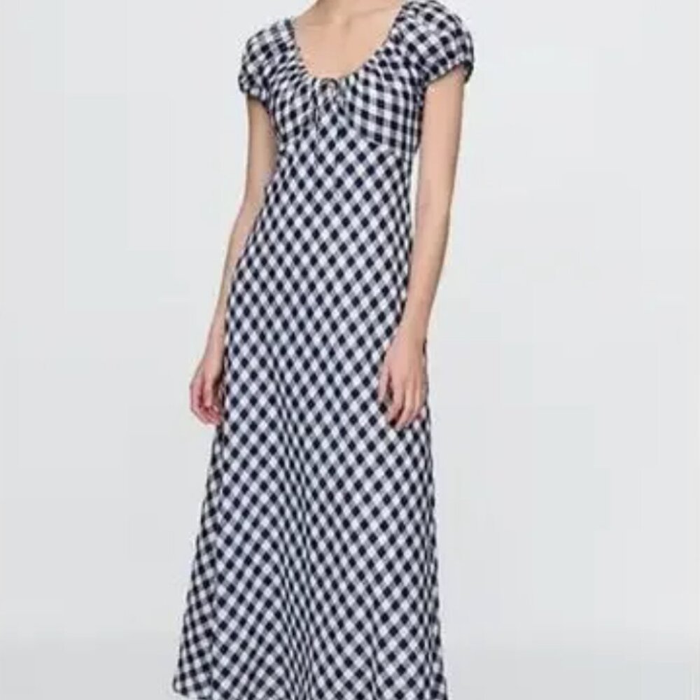 GAP Navy and White Checkered Blouse